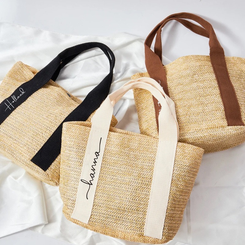 Personalized Straw Woven Beach Bag